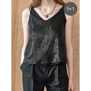 [마쟈]스팽글 뷔스티에 슬리브리스 탑 1+1_P400543601