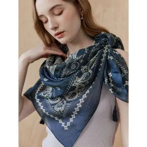 [마쟈]라운드 페이즐리 패턴 태슬 스카프_P396350456