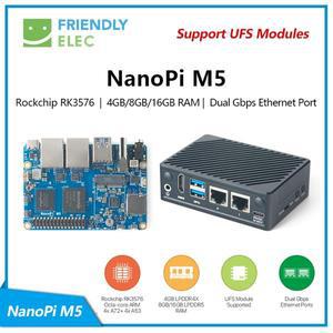 나노파이 M5 오픈소스 미니 싱글 보드 컴퓨터 Rockchip RK3576 SoC 듀얼 Gbps 이더넷 포트 UFS 모듈 M.2 SD