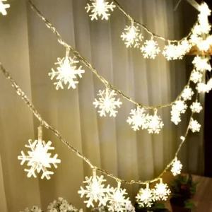 20구 LED 눈꽃 가랜드 전구(3m) (웜색)/눈송이/전구/LED/줄조명/건전지/트리/스트링/라이트/줄전구/눈꽃