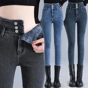 여자여성 융털 본딩 기모청바지 스키니진 하이웨스트 겨울바지SL-098