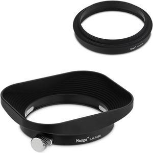 Haoge 43mm Leica D-Lux 8 카메라 액세서리 용 사각형 금속 렌즈 후드 그늘 나사식