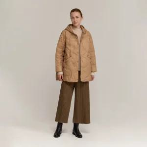 믹스 퀼팅 후드 롱 자켓_EDJKW125067