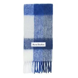 [아크네스튜디오] 모헤어 체크 머플러 스카프 목도리 화이트 그레이 로얄블루 CA0084-DL7