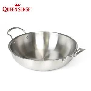 퀸센스 인덕션겸용 낮은전골냄비 30cm 스텐 샤브샤브 부대찌개 어묵 가정용 식당냄비