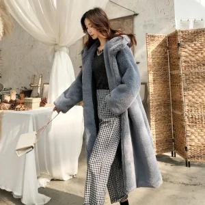 인포스타일 여성 가을 겨울 페이크퍼 후리스 롱 코트