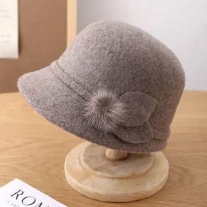 중년 여성 버킷햇 모자  봄 울 모직 가을 방한 고급