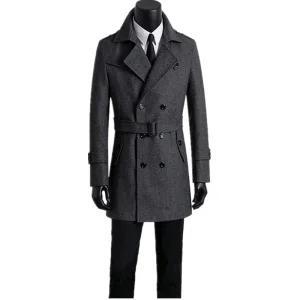 해군 스타일 남성 독일군 트렌치 카라 코트 더블