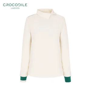 [20%쿠폰][크로커다일 레이디] 소매배색포인트 변형 카라 티셔츠_CLCWTS403