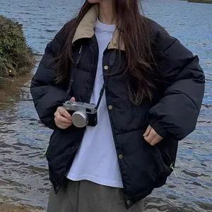 루즈핏 여성 패딩 점퍼 데일리 여성 하이넥 점퍼 카라 겨울