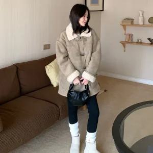 BANHANY 젠프？？ 떡볶이 무스탕 미디 코트