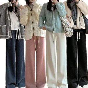 여성 기모 바지 일자핏 와이드 밴딩 여성 코듀로이 바지 골덴 팬츠 겨울