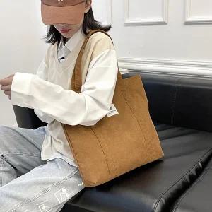 빅 코듀로이 데일리 에코백 캔버스 숄더백 사계절 골지 골덴 가방