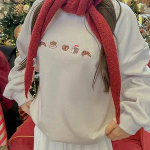 [빅사이즈]이블렛 퍼뷰아 기모 자수 맨투맨 제이스타일