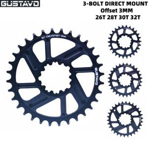 GUSTAVO 자전거 체인링 3 볼트 직접 마운트 오프셋 3MM 와이드 좁은 치아 휠  크랭크 셋 26T 28T 30T 32T