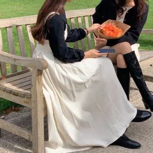 메이디 피치기모 뷔스티에 플리츠 롱 원피스 겨울 여성 긴치마 데일리룩 데이트룩