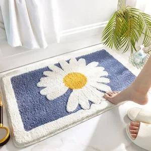 꽃 발 매트 인테리어 다용도 워셔블 데이지 발 매트 북유럽 현관 욕실 마이크로 화이버 발코니 다이닝