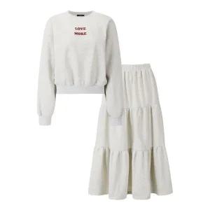 [GGPX]기모 크롭 레터링 티셔츠 캉캉 스커트 셋업 GPDOW010D _P411485474