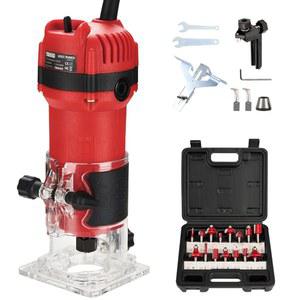 TEENO 우드 라우터, 목공용 6.5Amp 1.25 800W 핸드 라우터 도구, 31000R/MIN 컴팩트 엣지 트리머, 1/4인치 비트 세트 15개 포함