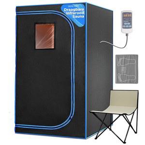 가정용 SereneLife 휴대용 사우나 박스, 온열 발 패드와 접이식 의자가 있는 적외선 사우나 텐트, 리모컨 인홈 스파, 35인치 x 71인치 - 인치(블랙)