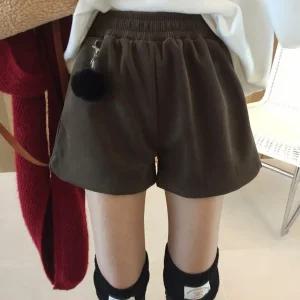 퐁퐁 키링 하이웨스트 벨로아 벨벳 겨울 밴딩반바지 (2color)