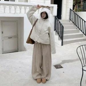 여자 캐주얼 양면 뽀글이 단가라 스트링 루즈핏 점퍼