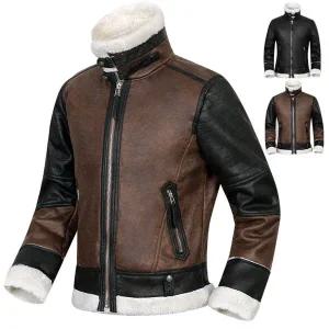 [디바옴므]하이넥 버튼 양털 무스탕 자켓 점퍼