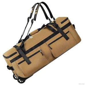 휠이 달린 110L 롤링 더플 백, 접이식 내구성 여행용 더플, 4가지 휴대 옵션(싱글 숄더, 더블 핸드 캐리, 터그)(브라운)