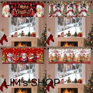 크리스마스 짧은 커튼 발란스 장 가정용 2025 창문 주방 욕실용