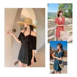 [하프클럽/]주름 숏슬리브 원피스룩 수영복 프리사이즈수여슈트 밭팔 머스