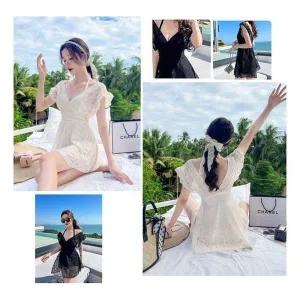 [하프클럽/]레이스소재 롱드레스 수영복 프리사이즈 모노키니 타이트유니