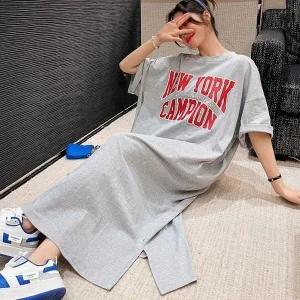 [하프클럽/]여성용 레터링 트렌디 로고프린트넉넉한 빅핏 사이즈 숏티 미니