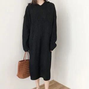 [하프클럽/]레이디스 세로패턴 후드티 스웨터 롱기장프리미엄 춘절기 가을