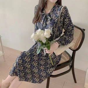 [하프클럽/]우먼 플라워패턴 원피스룩 쉬폰소재 클래식 셔링 러플 플로럴프