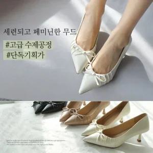 [바닐라슈/단독특가] 루미드 링클 소프트 리본 코팅힐 펌프스(6cm)