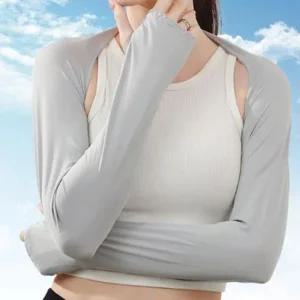 여자 여름 운동용 긴팔 자외선차단 그레이 볼레로