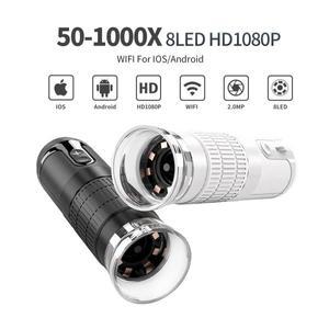 LED 디지털 현미경 무선 포켓 휴대용 USB 고정 초점 LED 확대경, 아이폰 안드로이드 PC용, 1000X 줌