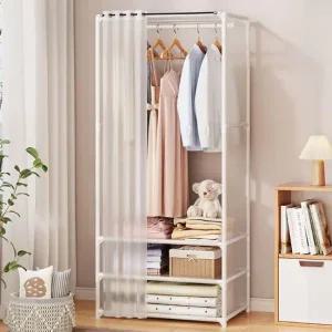 철제 조립식 간이 비키니 커버 시스템 미니 옷장 행거 간이옷장 미니옷장 부직포옷장