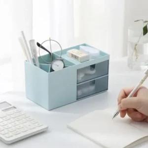2단서랍 화장대 소품정리함 블루)  데스크정리함 접이식선반 접이식옷장선반 옷장선반