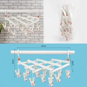 자바라 빨래집게 건조대 14p 접이식 속옷건조대 집게빨래건조대 양말집게 양말걸이