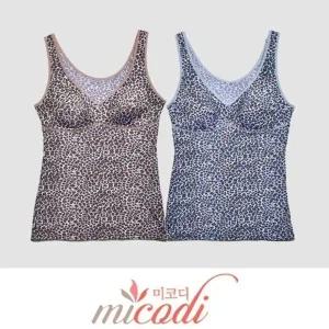 [룽스]착용감 인견 호피 패턴 노와이어 브라런닝