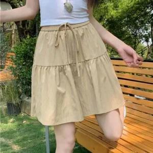 여성 밴딩 치마 반바지 1P 여름 A라인 플레어 팬츠 WFHVZHF