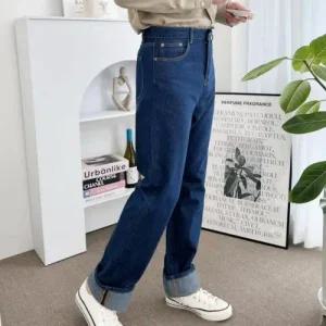 남성 사계절 데일리 캐주얼 세미와이드 롤업 청바지 WFHVZ84