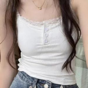 [룽스]레이스 여성 핏 민소매티 캡 나시탑