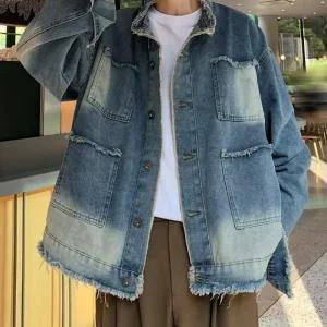 [라일리여성의류] Rly 빈티지 디스트로이드 청 워싱 자켓 오버핏 점퍼