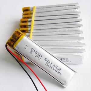 10개 3.7V 500mAh 601452 리튬 폴리머 LiPo 충전식 배터리 Mp3 패드 DVD DIY 전자 책 블루투스 스마트 워치