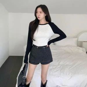 [다잇템] 여자 격자 폭신 FW 헤링본 스커트 벨트세트 바지_23773940_588872