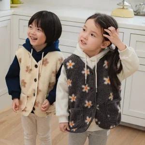 플라워 덤블 베스트 아기 유아 아동 여아 남아 실내 후리스 플리스 뽀글이 조끼