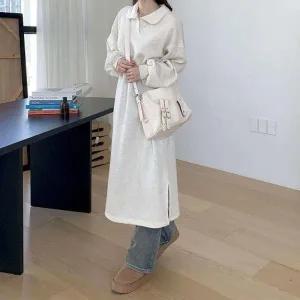 [다잇템] 여자 포근 카라넥 롱 보온 박시핏 스트릿패션 원피스_23771391_588872