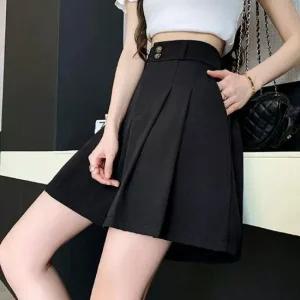 [라일리여성의류] Rly 주름 스커트팬츠 투버튼 하이웨스트 치마바지  43296834)